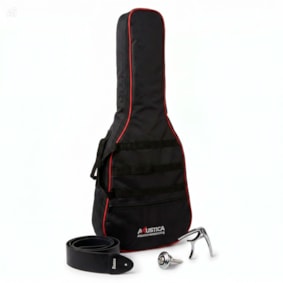 Kit Premium Acessórios Violão Folk Bag + Capotraste + Roldana + Correia