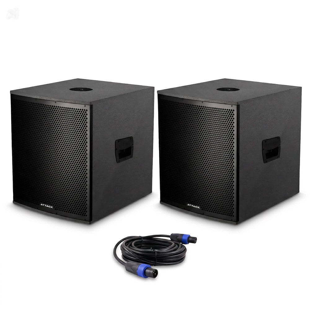 Kit Premium Caixas Subwoofer Attack VRF1510A + VRF1560 + Cabo + Conector