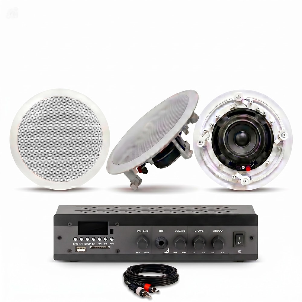 Kit Premium JBL 12x Pares Arandela 6CO2R + Potência Frahm 1800 G5 + Cabo RCA/P2