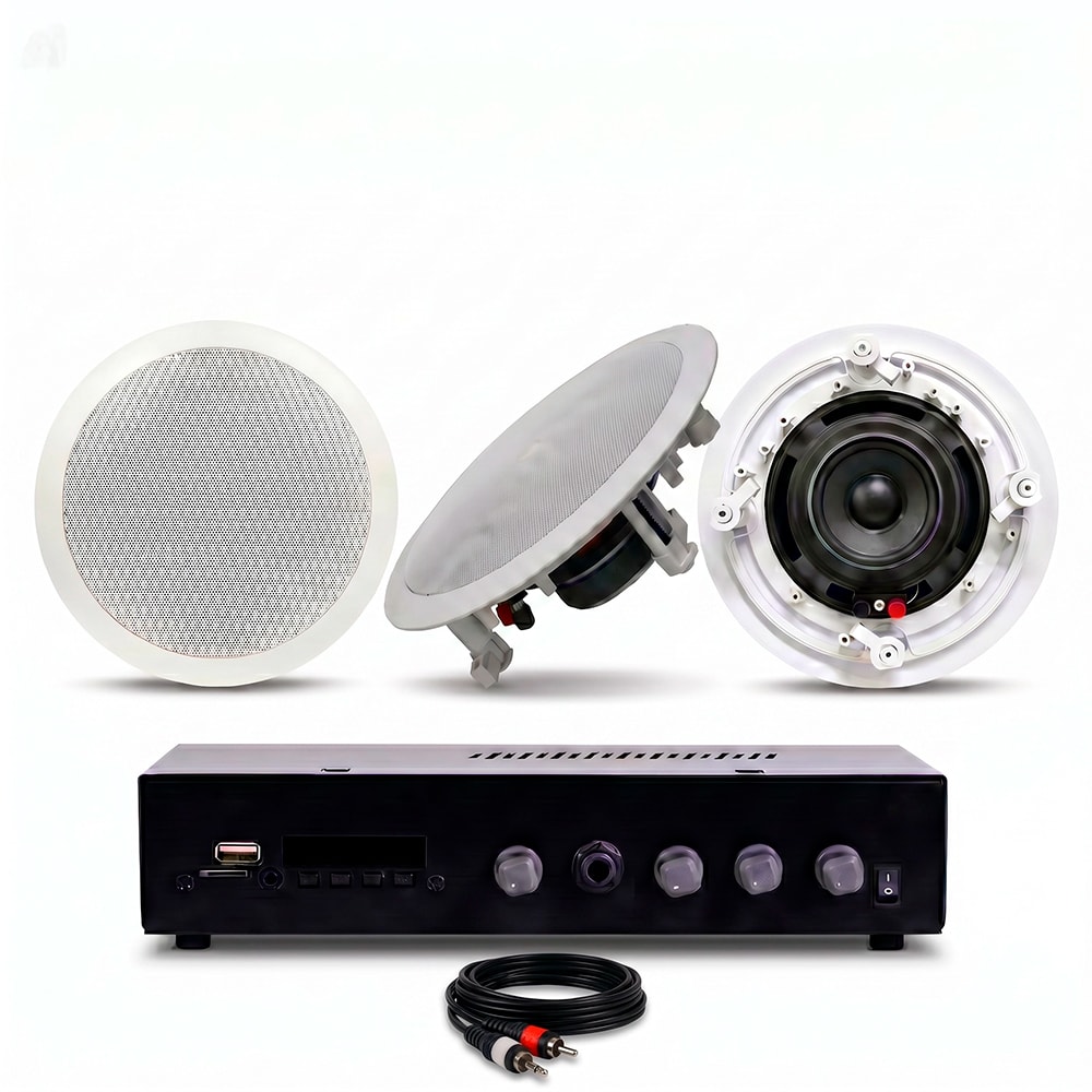 Kit Premium JBL 4x Pares Arandela 6CO2R + Potência Frahm 1000 G5 + Cabo RCA/P2