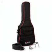 Produto Kit Premuim Acessórios Violão Clássico Aço Bag + Capotraste + Roldana + Correia