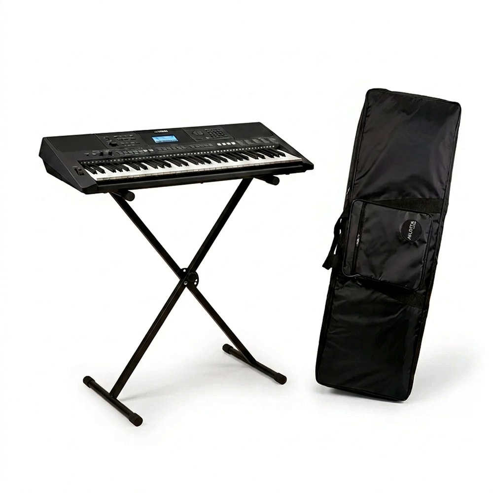 Kit Teclado Yamaha Arranjador PSR-E483 + Bag Estofada + Suporte Em X ST300