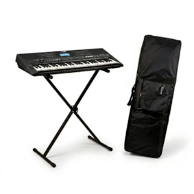 Kit Teclado Yamaha Arranjador PSR-E483 + Bag Estofada + Suporte Em X ST300