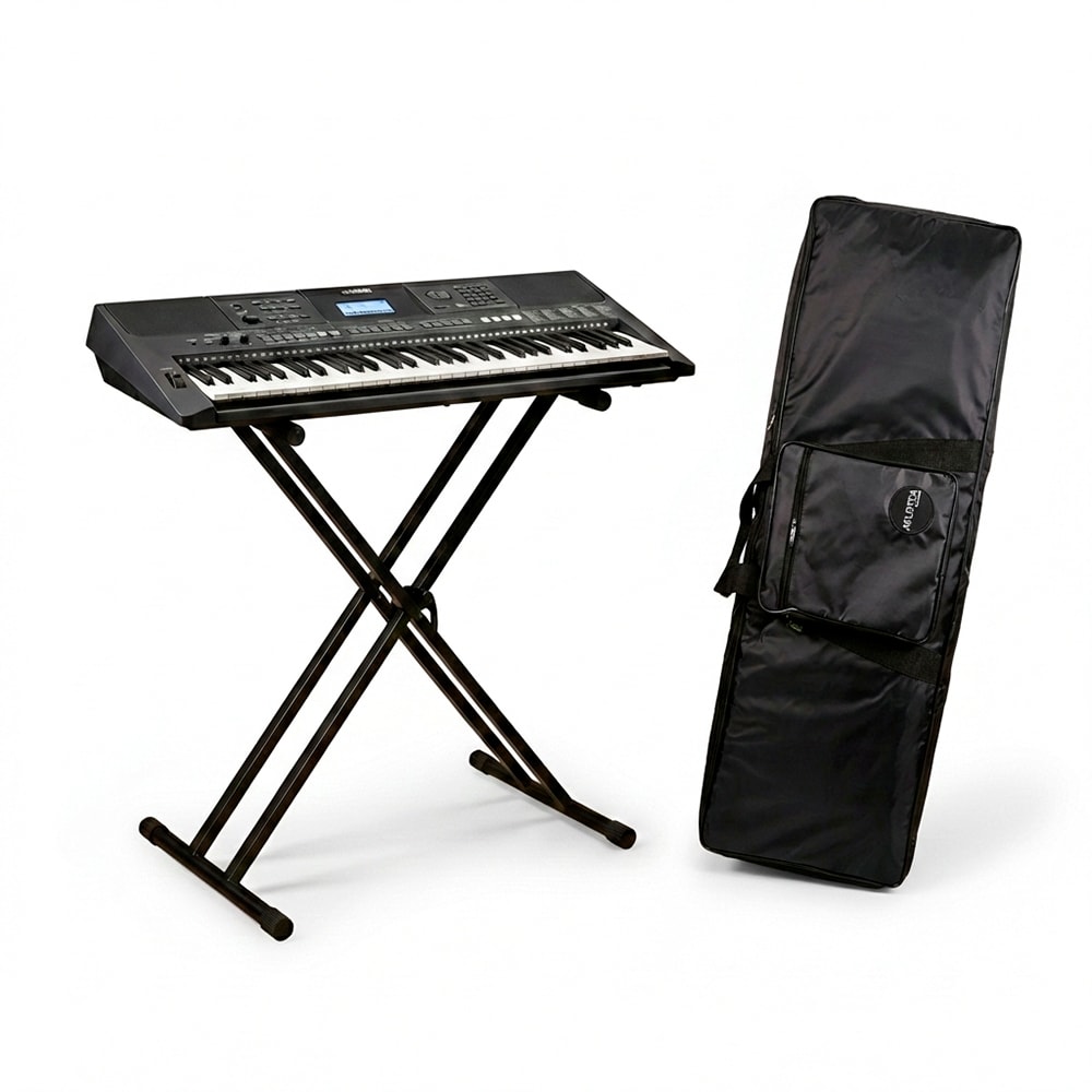 Kit Teclado Yamaha Arranjador PSR-E483 + Bag Estofada + Suporte Em X ST300
