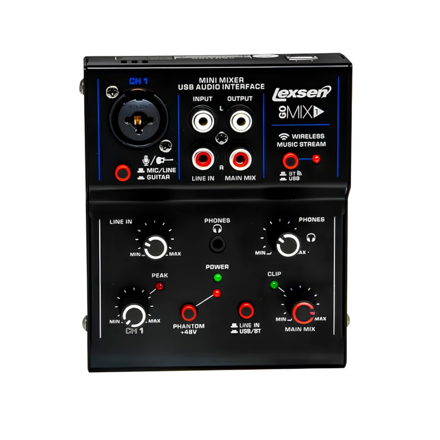 Mesa Analógica Lexsen GOMIX 1 De 1 Canal Com Interface USB e Bluetooth