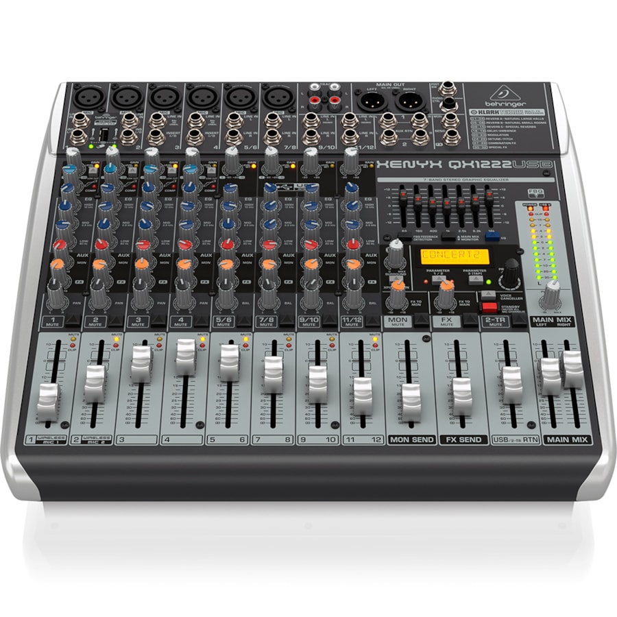 Mesa De Som Analógica Behringer Xenyx QX1222USB De 12 Canais