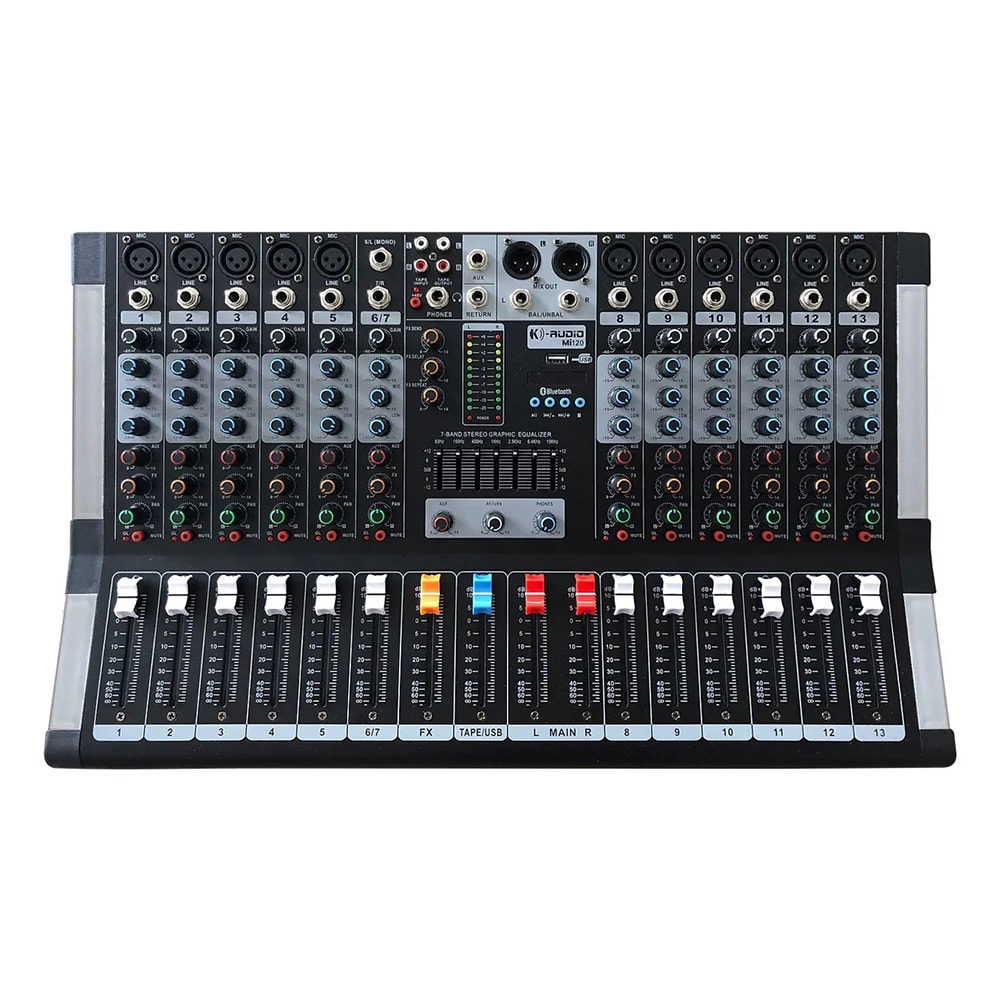 Mesa de Som Analógica K-Audio MI120 12 Canais Com Bluetooth e USB