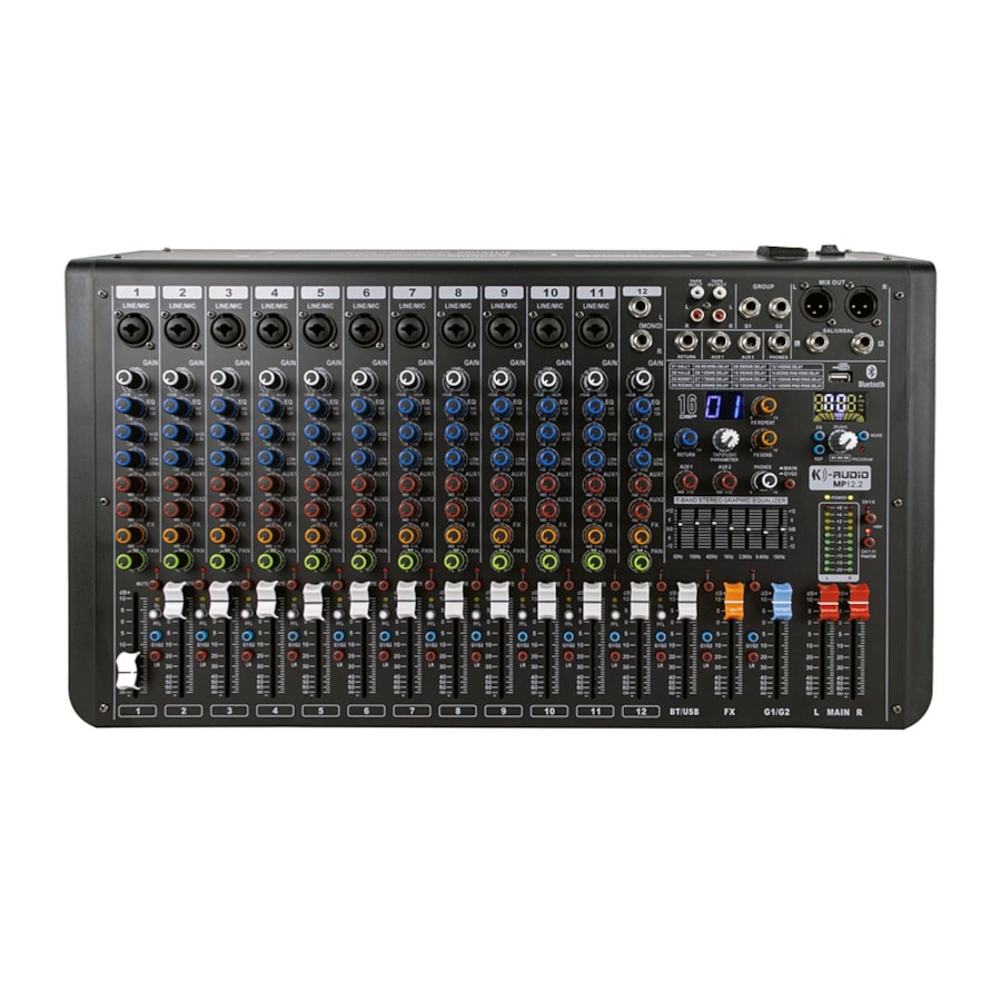 Mesa de Som Analógica K Audio MP12.2 de 12 Canais c/ Efeitos, USB e Bluetooth
 Mesa de Som Analógica K Audio MP12.2 de 12 Canais c/ Efeitos, USB e Bluetooth