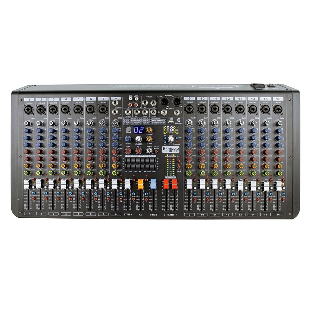 Mesa de Som Analógica K Audio MP16.2 de 16 Canais c/ Efeitos, USB
