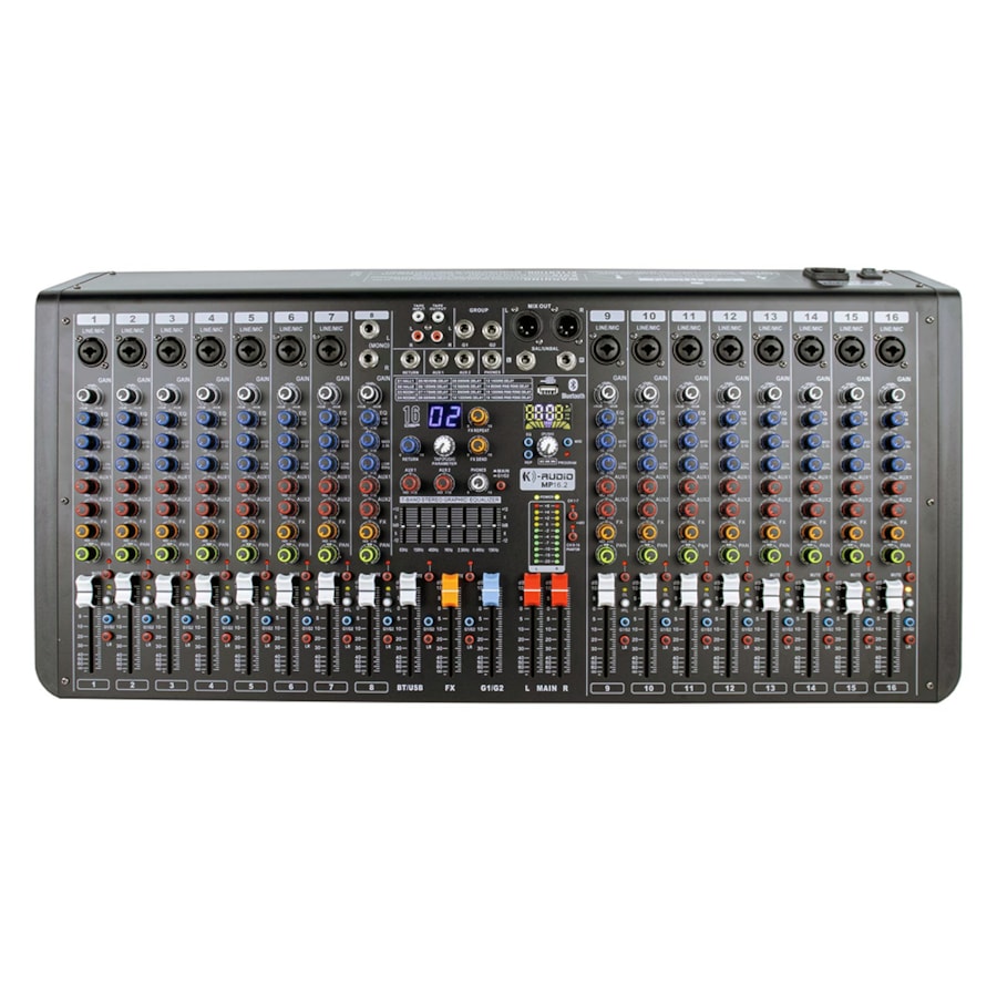 Mesa de Som Analógica K Audio MP16.2 de 16 Canais c/ Efeitos, USB e Bluetooth
 Mesa de Som Analógica K Audio MP16.2 de 16 Canais c/ Efeitos, USB e Bluetooth