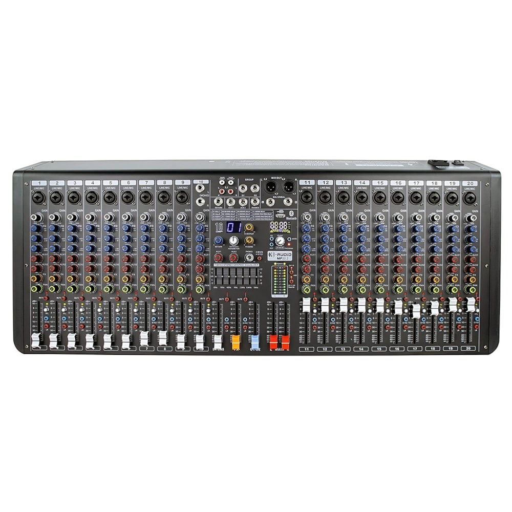 Mesa de Som Analógica K-Audio MP2010 / MP20.2 12 Canais C/ Efeitos USB e Bluetooth