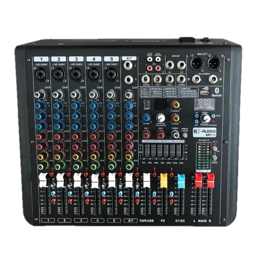 Mesa De Som Analogica K-Audio MP610/MP6.2 6 Canais C/ Efeitos