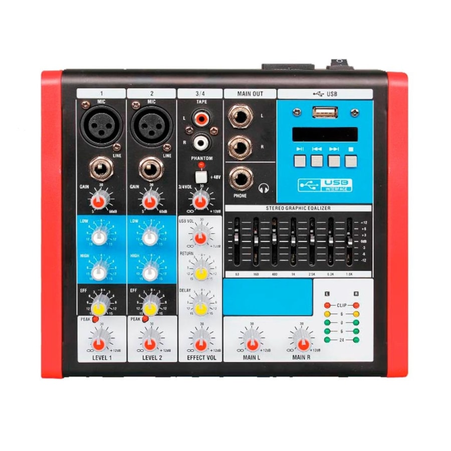 Mesa de Som Analógica Soundvoice MC4 EUX de 04 Canais + USB Mesa de Som Analógica Soundvoice MC4 EUX de 04 Canais + USB