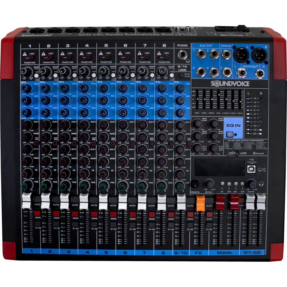 Mesa De Som Analógica Soundvoice Safira 10.4 Plus C/ Efeitos e Bluetooth