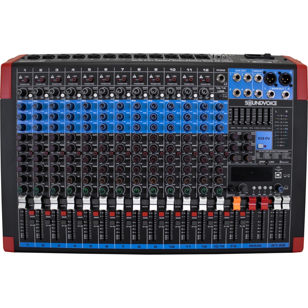 Mesa De Som Analógica Soundvoice Safira 14.14 Plus C/ Efeitoa e Bluetooth