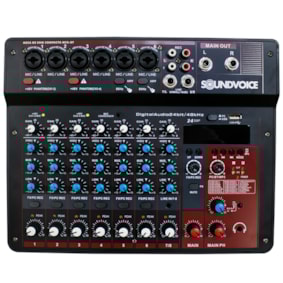 Mesa De Som Analógica Sounsvoice MC8 BT De 8 Canais C/ Efeitos e Bluetooth