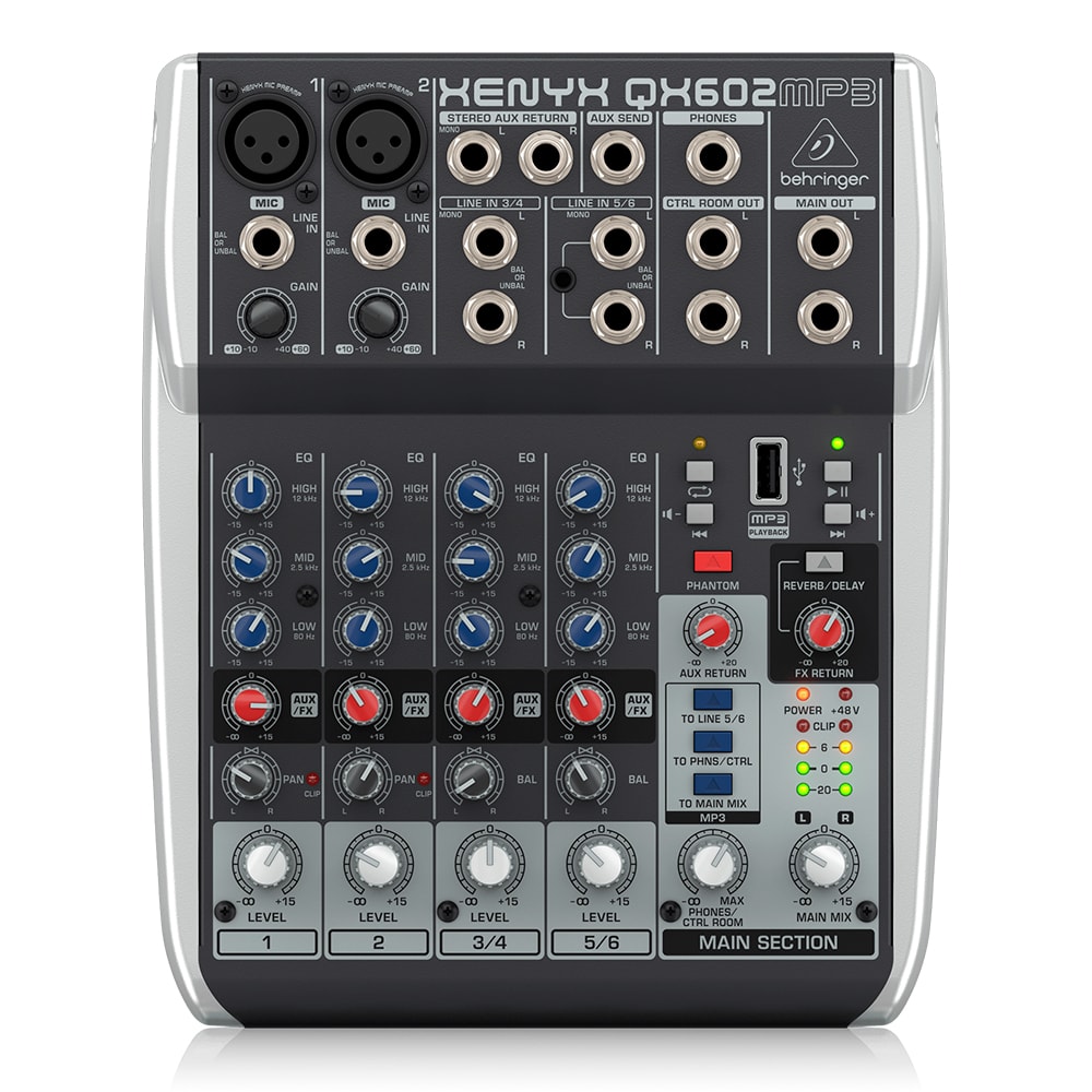 Mesa De Som Behringer Xenxy QX602MP3 Analógica De 6 Canais