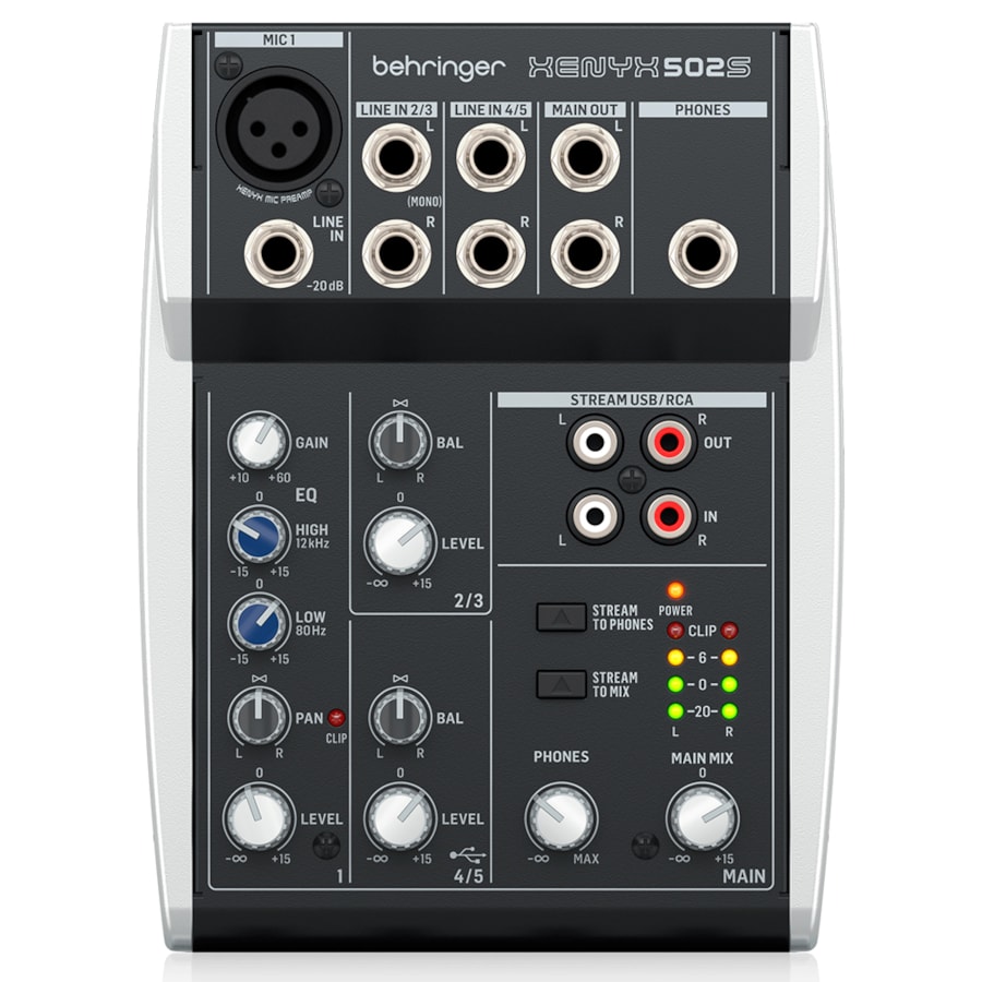 Mesa De Som Behringer Xenyx 502S Analógica De 5 Canais