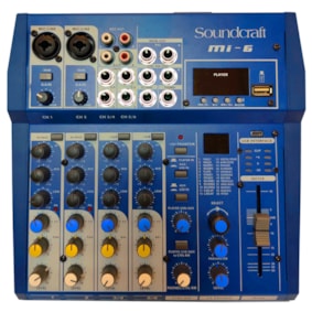 Mesa de Som Soundcraft MI6 de 6 Canais com Efeitos e Interface USB