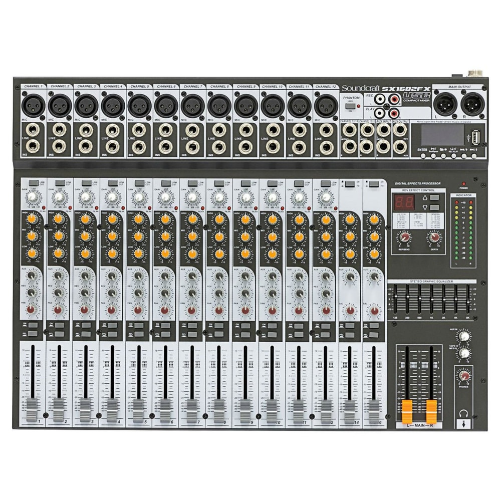 Mesa de Som Soundcraft SX1602 FX USB c/ fonte