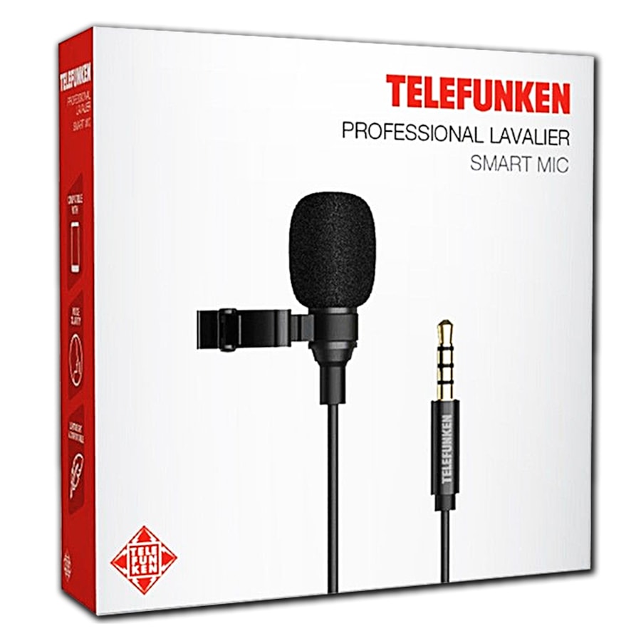 Microfone de Lapela Telefunken Professional Lavalier Smart Mic Dinâmico Omnidirecional Microfone de Lapela Telefunken Professional Lavalier Smart Mic Dinâmico Omnidirecional
