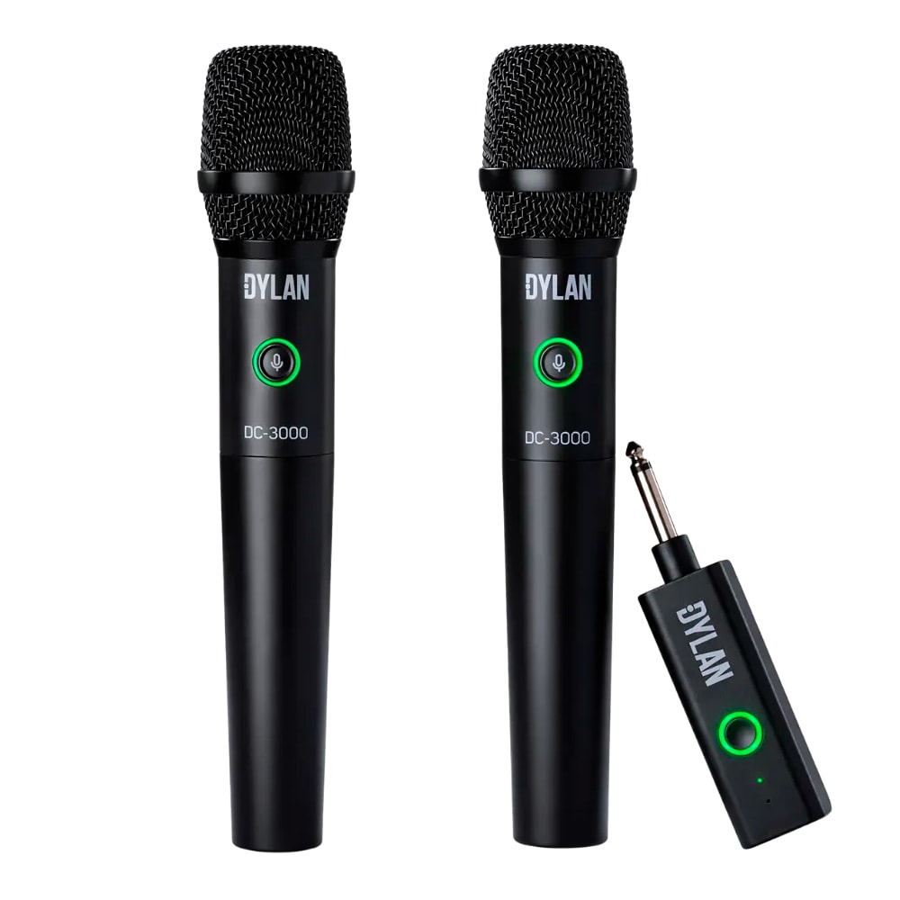 Microfone Dylan DC3000 Sem Fio Supercardioide Duplo de Mão 