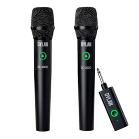 Microfone Dylan DC3000 Sem Fio Supercardioide Duplo de Mão 