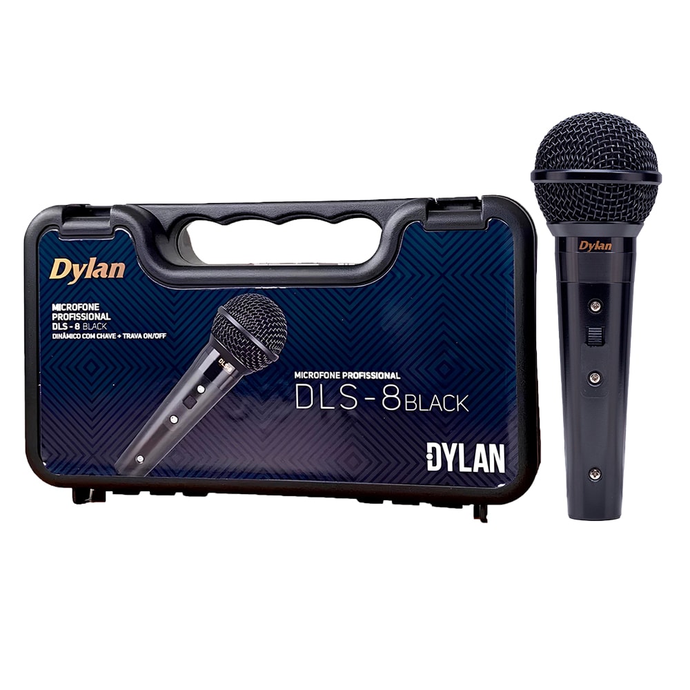 Microfone Dylan DLS-8 De Mão Com Fio Black