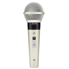 Microfone Dylan DLS-8 De Mão Com Fio Silver Microfone Dylan DLS-8 De Mão Com Fio Silver