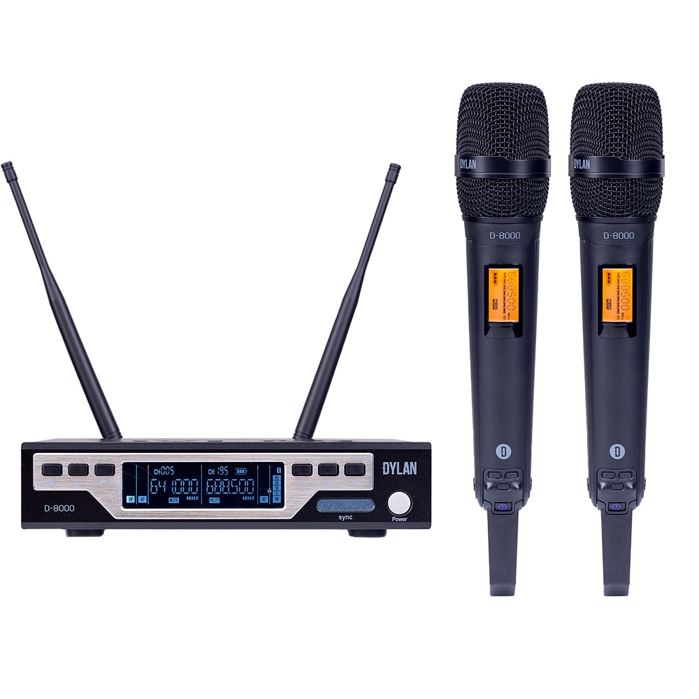 Microfone Dylan Sem Fio D-8000S Duplo De Mão 