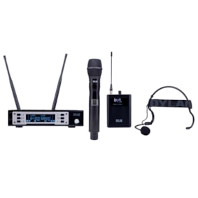 Microfone Dylan Sem Fio D-9005 S Duplo Headset e De Mão Microfone Dylan Sem Fio D-9005 S Duplo Headset e De Mão