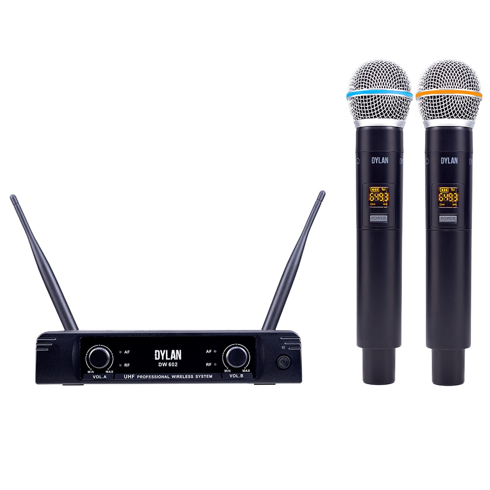 Microfone Dylan Sem Fio DW-602 Max Duplo De Mão 