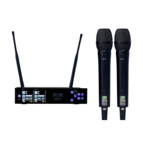 Microfone Dylan Sem Fio QS-5 Duplo Recarregável Microfone Dylan Sem Fio QS-5 Duplo Recarregável