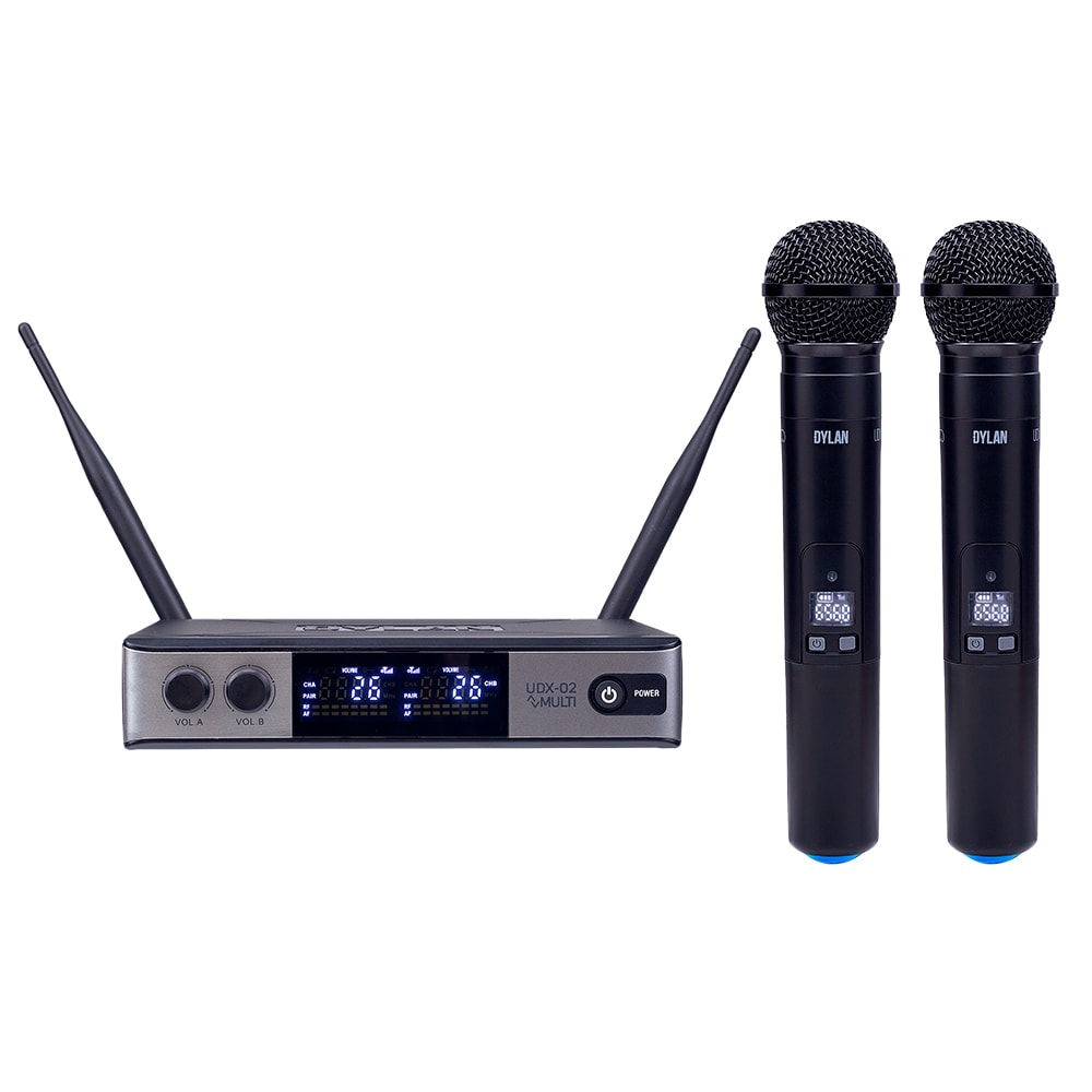 Microfone Dylan Sem Fio UDX-02 Multi Duplo De Mão 