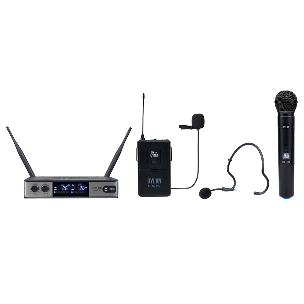 Microfone Dylan Sem Fio UDX-05 Multi Bastão, Headset e Lapela