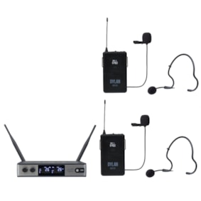 Microfone Dylan Sem Fio UDX-06 Multi Duplo Headset Lapela Transmissor Microfone Dylan Sem Fio UDX-06 Multi Duplo Headset Lapela Transmissor