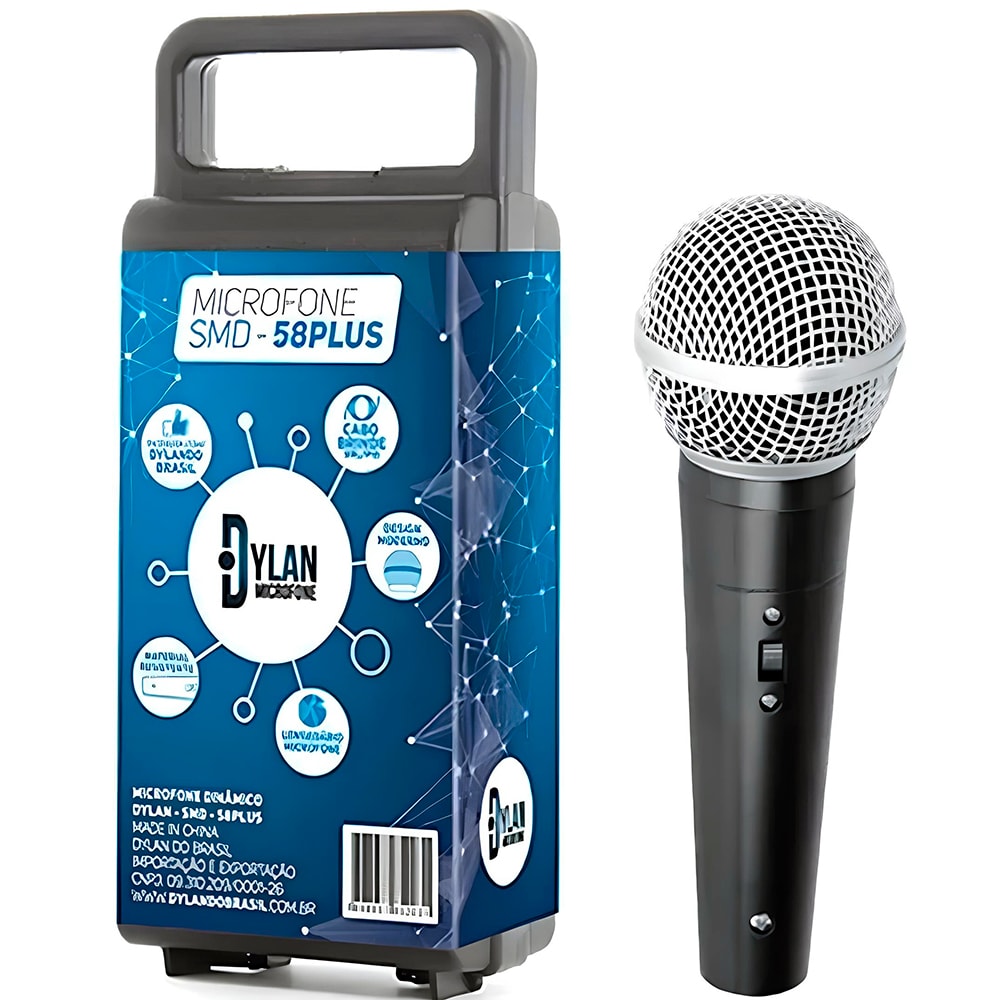 Microfone Dylan SMD-58 Plus De Mão Com Fio 
