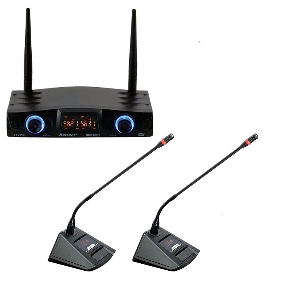 Microfone Karsect KRD-200DG Duplo Gooseneck UHF Multicanal