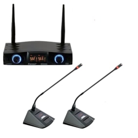 Microfone Karsect KRD-200DG Duplo Gooseneck UHF Multicanal Microfone Karsect KRD-200DG Duplo Gooseneck UHF Multicanal