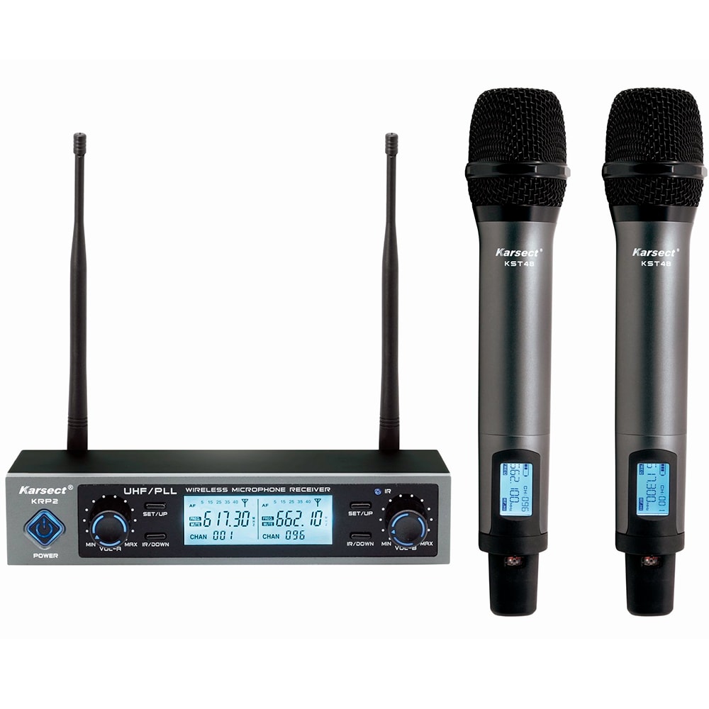 Microfone Karsect KRP2 Duplo De Mão Recarregável