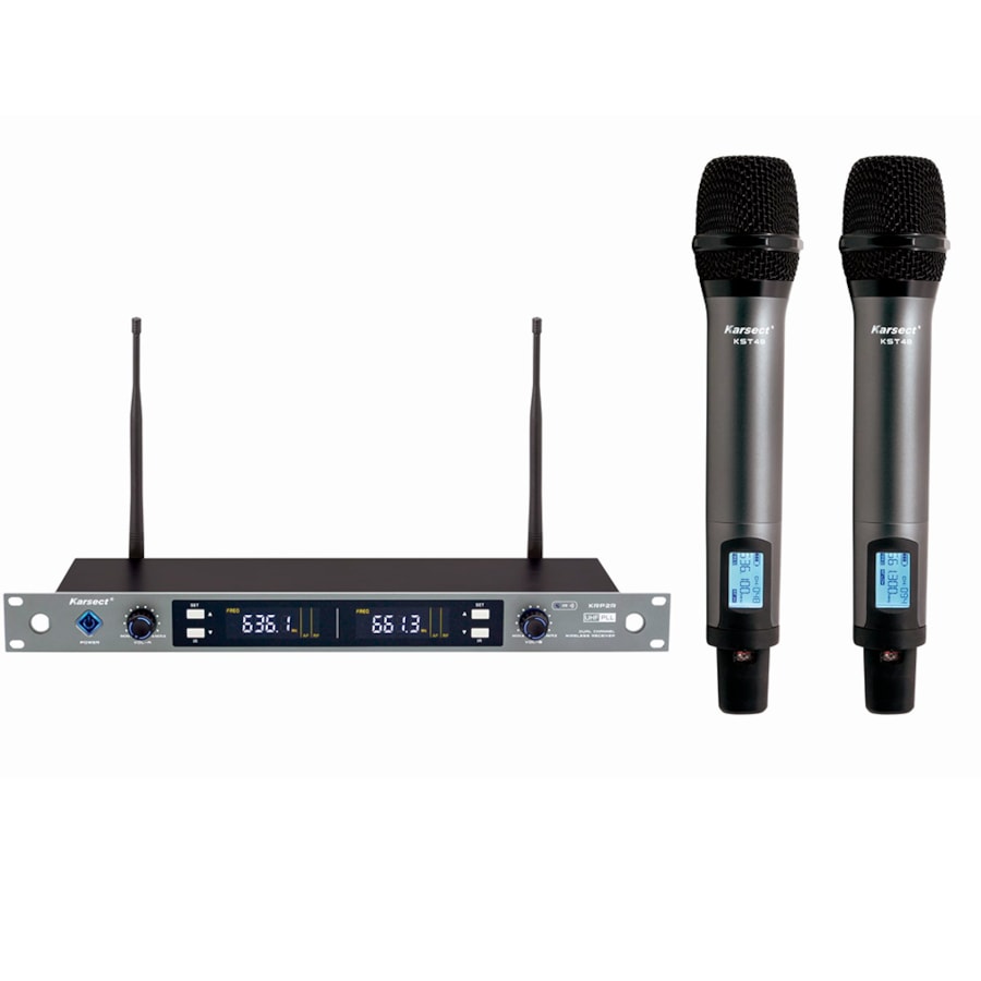Microfone Karsect KRP2R Duplo De Mão Recarregável
