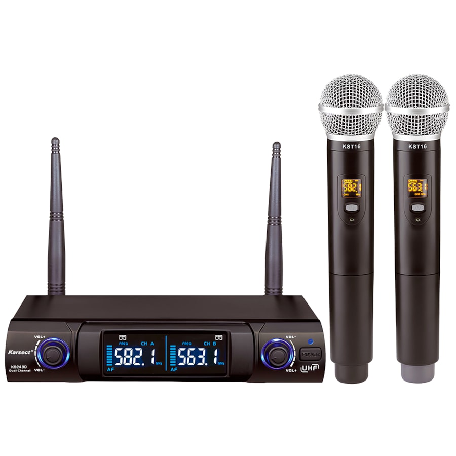 Microfone Karsect KS248DM Duplo de Mão Sem Fio