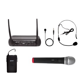 Microfone Lexsen LM-258U Kit UHF de Mão/Headset/Lapela Sem Fio