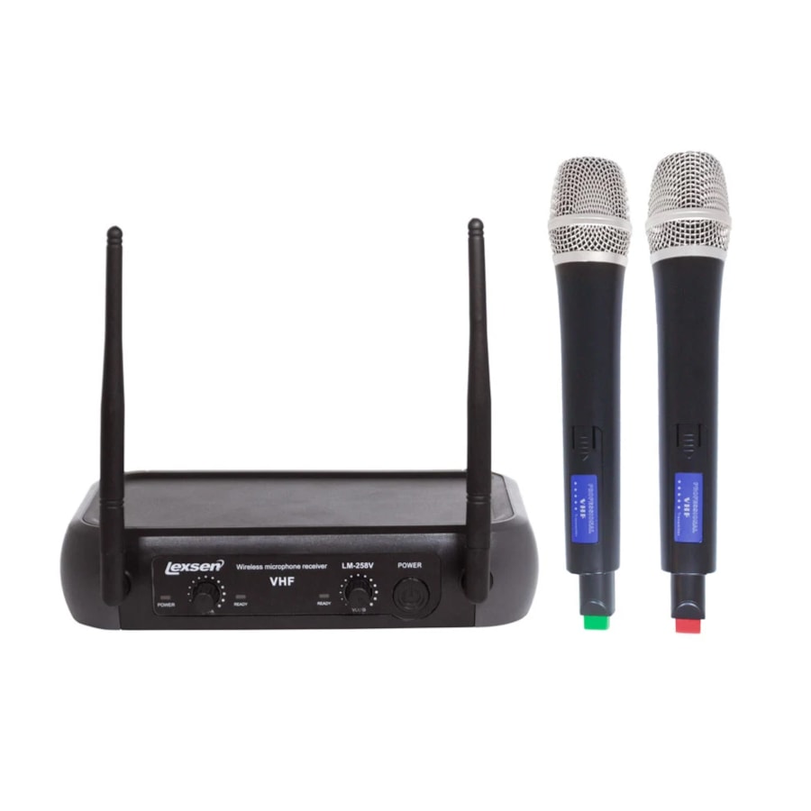 Microfone Lexsen LM-258V VHF de Mão Duplo Sem Fio Microfone Lexsen LM-258V VHF de Mão Duplo Sem Fio