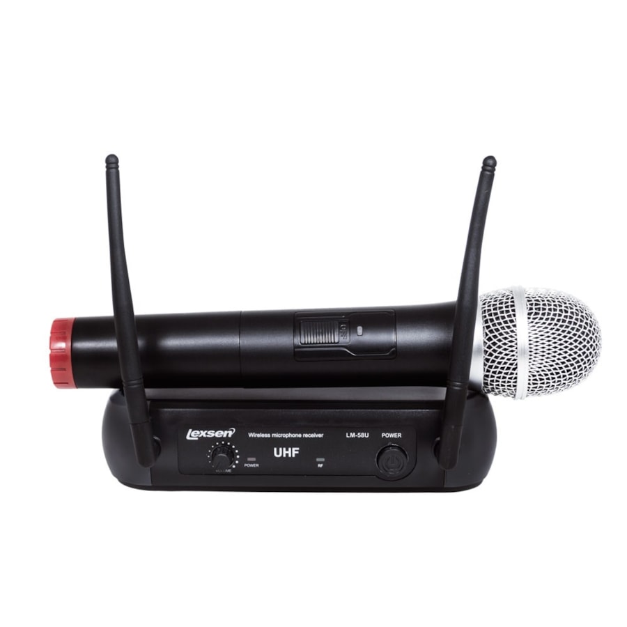 Microfone Lexsen LM-58U Unidirecional Supercardioide UHF de Mão Sem Fio Microfone Lexsen LM-58U Unidirecional Supercardioide UHF de Mão Sem Fio
