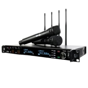 Microfone Sem Fio Dylan QS-10 M2 Rack Duplo De Mão