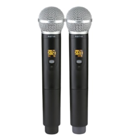 Microfone Sem Fio Karsect KS248DR Single Duplo de Mão Recarregável