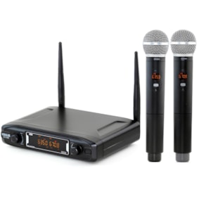 Microfone Sem Fio Vokal VS148DM Duplo De Mão Microfone Sem Fio Vokal VS148DM Duplo De Mão