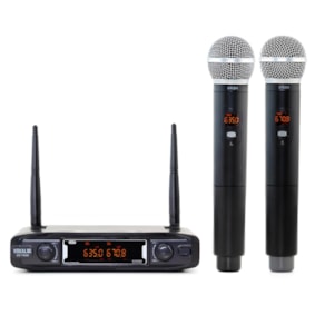 Microfone Sem Fio Vokal VS148DM Duplo De Mão Microfone Sem Fio Vokal VS148DM Duplo De Mão