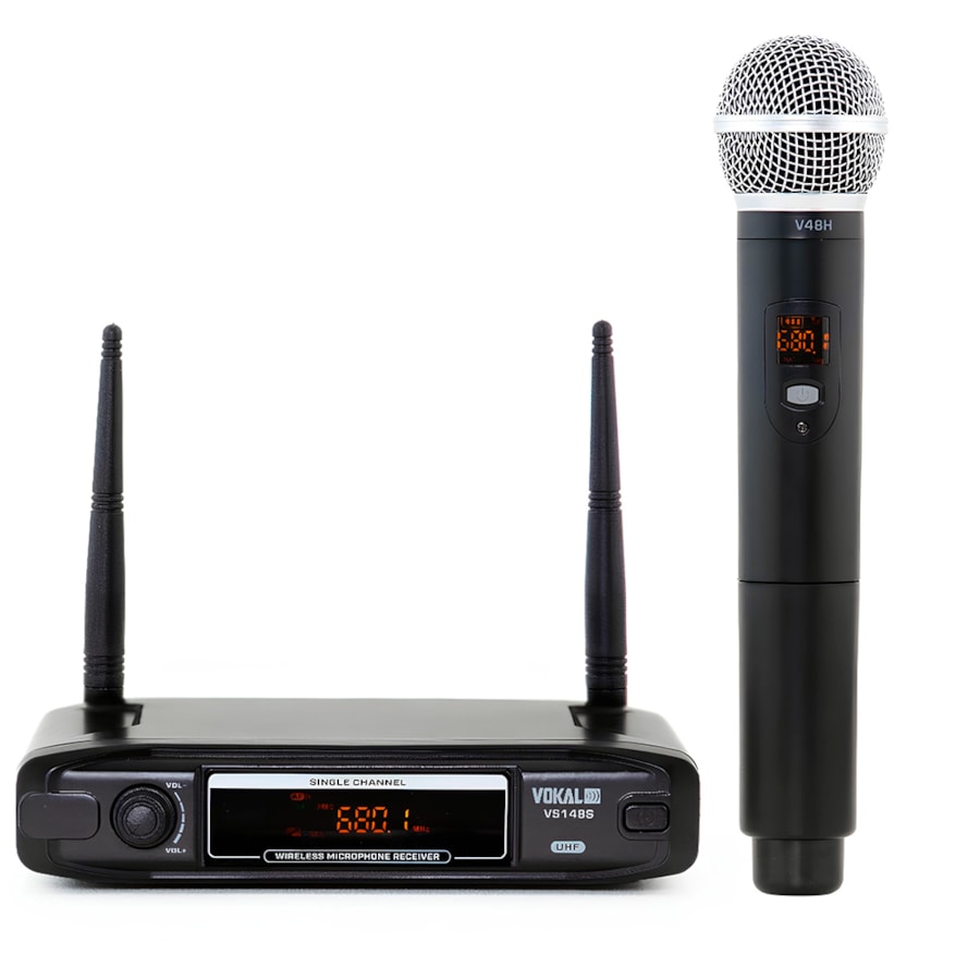 Microfone Sem Fio Vokal VS148SM Simples De Mão
